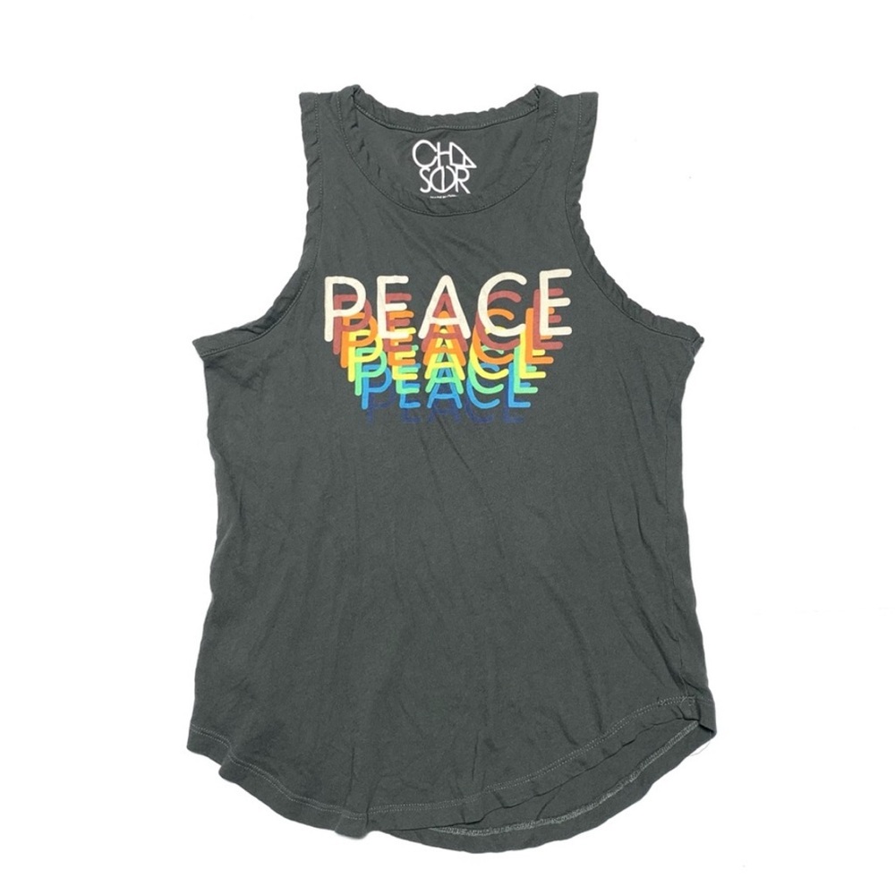 LAST CHANCE! Chaser Rainbow Peace Cotton Tank Top M